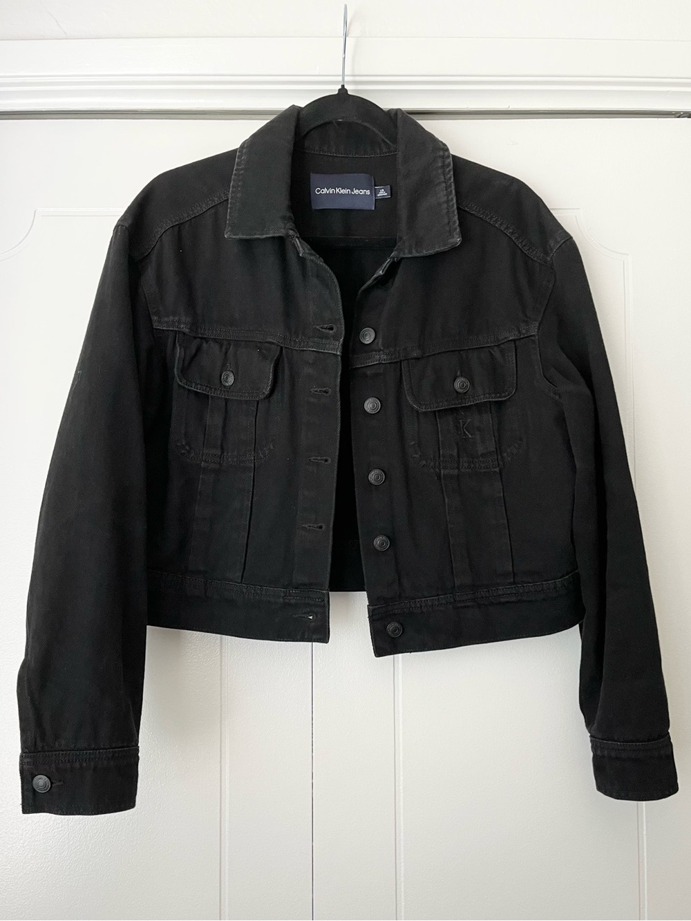 Calvin Klein Jeans Black Cropped Denim Trucker Jacket